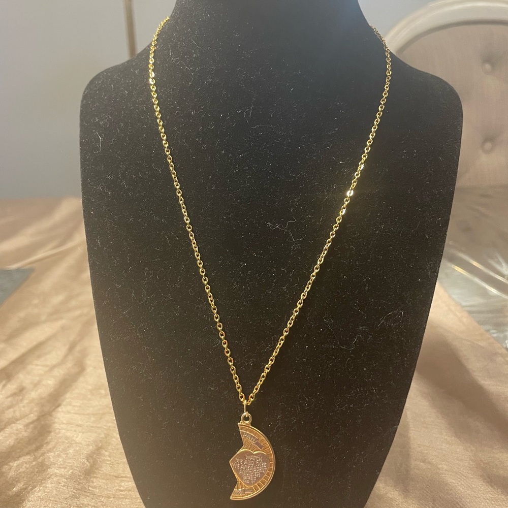 Gold Tone 1/2 Circle Pendant Necklace